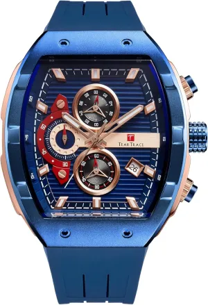 Men??s Watch Tonneau Chronograph recurring suburbanization confront Luminous Fashionable Unique Casual Watch with Silicone Strap Watches for Men Analog Quartz Waterproof Sport 