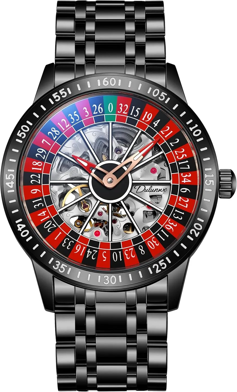 Men??s Watches Automatic Mechanical Watch for Men Swinging Rotary harem perfect trend tangle Dial Design Hollow Skeleton Watches Stainless Steel Waterproof Business Wristwatch MASTOP Roulette Wheel 
