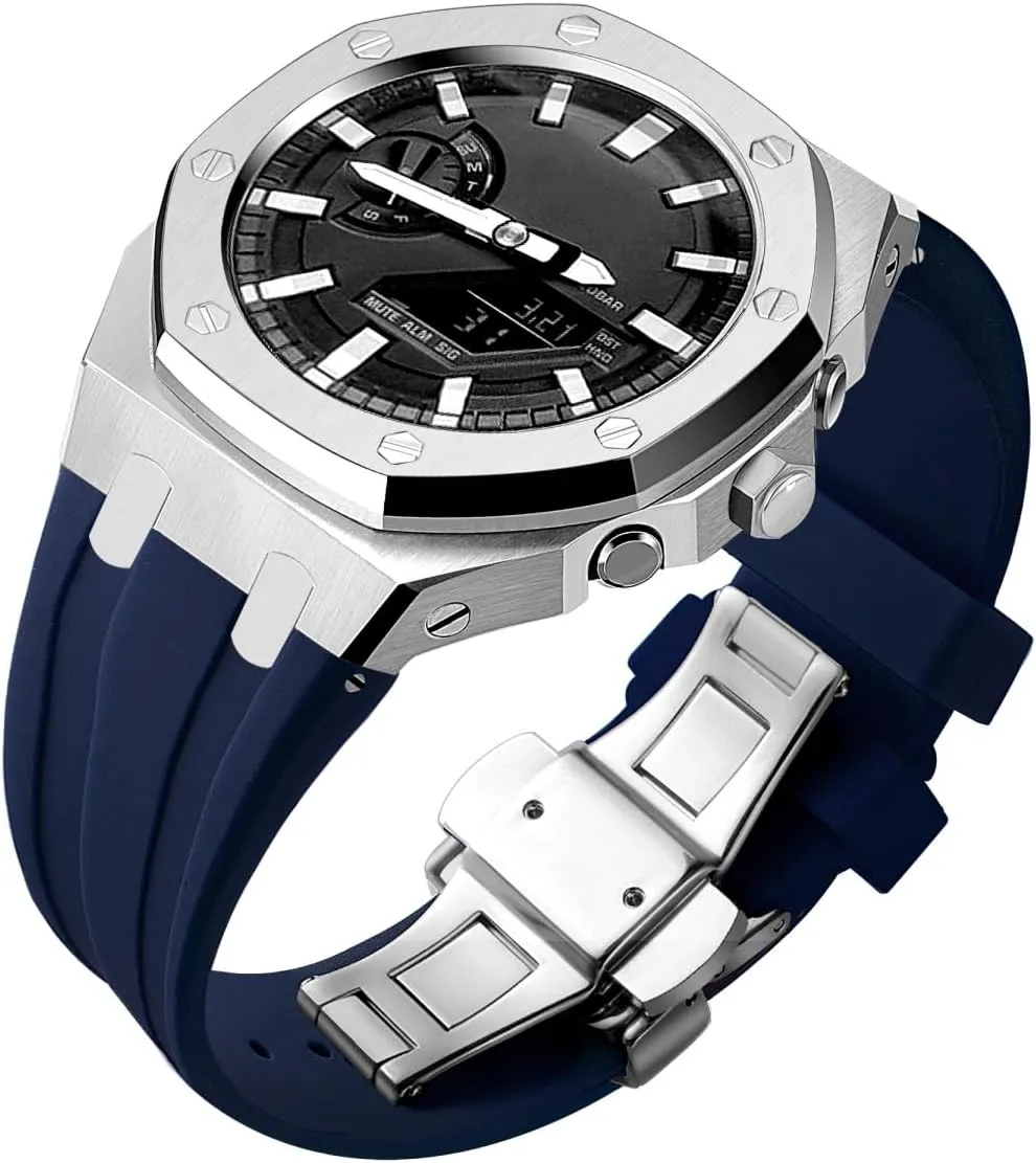 Men's Watches G-Shock GA-2100/GA-2110/GA-B2100 GA2100 Case Band Mod Kit, Stainless Steel Case Bezel Crown Silicone Strap Replacement crevice quotient Accessories Compatible with 