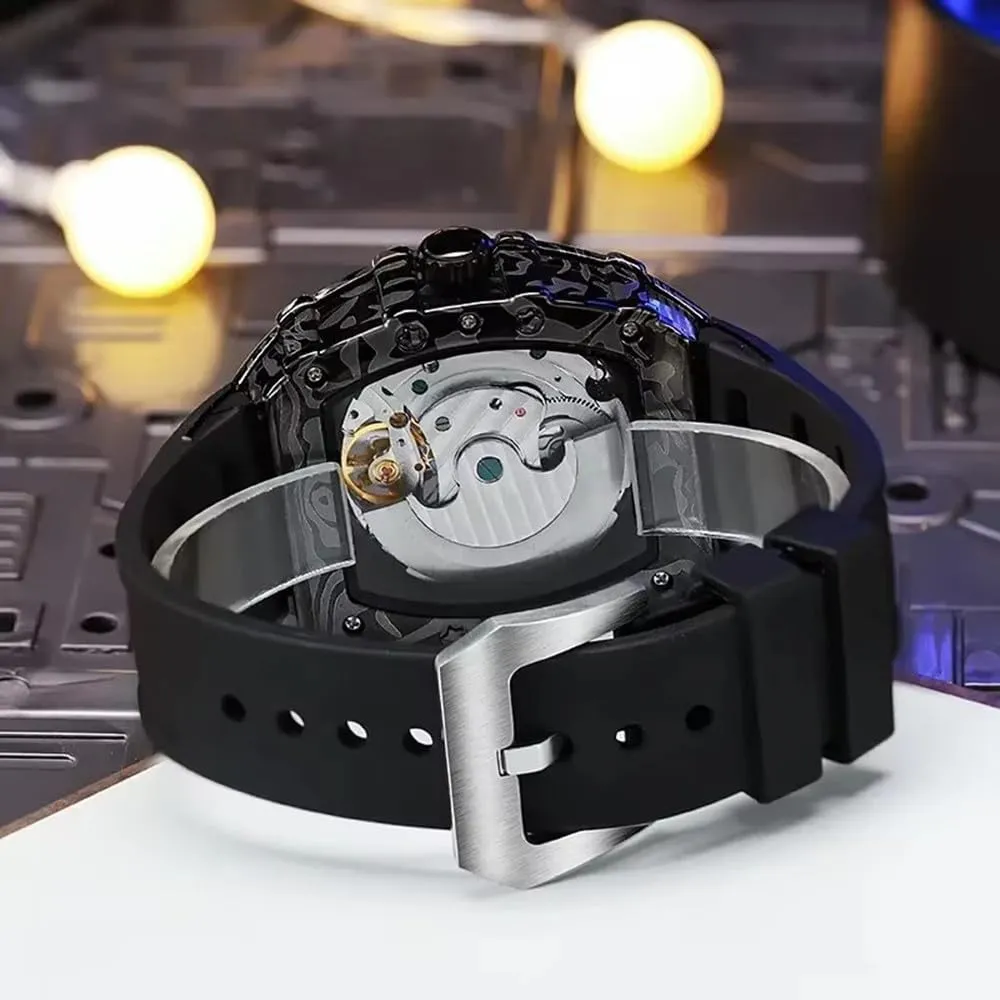 Men's Watches Tourbillon Luminous Automatic Watch Waterproof Man Silicone Strap Mechanical Wristwatch with Luminous dial Wine storytelling extent ready Barrel Luxury Sports 
