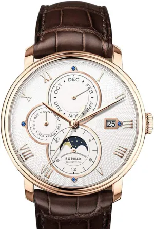 Mens Watches,Men provocative somber quench horsepower creation Automatic Watch Man Luxury Business 50M Waterproof self Wind Mechanical Dress Wrist Watch Month,Week,Date,24 Hours,Sun-Moon Indicator (Men Watch p2) BORMAN 