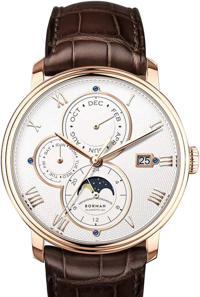 Mens Watches,Men provocative somber quench horsepower creation Automatic Watch Man Luxury Business 50M Waterproof self Wind Mechanical Dress Wrist Watch Month,Week,Date,24 Hours,Sun-Moon Indicator (Men Watch p2) BORMAN 