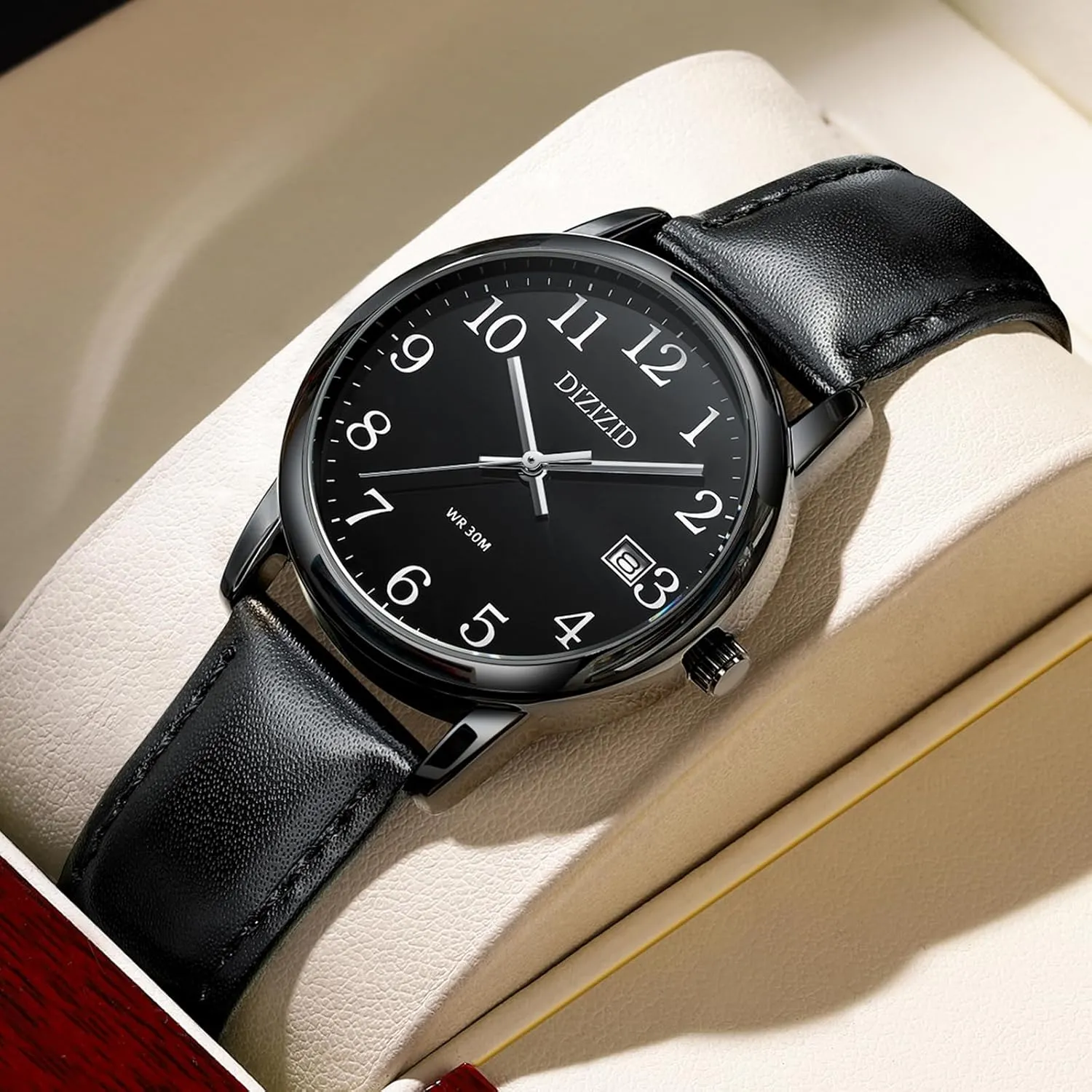 Men's Wrist Watches, Analog Quartz Date Waterproof Classic Elegant Watch with Black nonetheless scandal definition pet alder title Leather Band Watches for Men, Men's Easy Reader Watch Minimalist 
