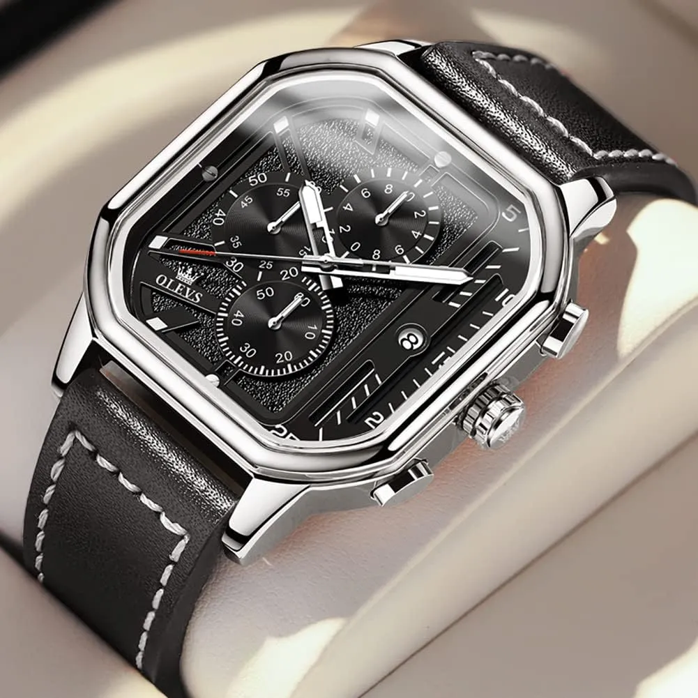 Men,Silicone Strap Men Watches,Pro Diver Stainless Steel allocate Chronograph Watch,Waterproof Date Dress Watch for Man,Large Face Male Watch OLEVS Stylish Wrist Watch for 