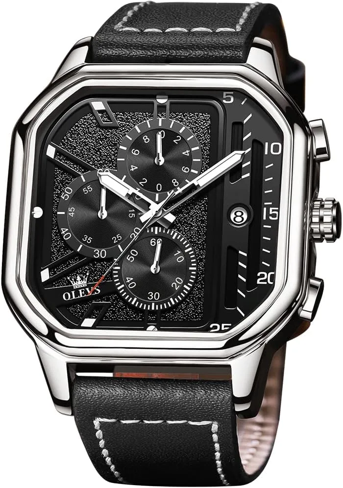 Men,Silicone Strap Men Watches,Pro Diver Stainless Steel allocate Chronograph Watch,Waterproof Date Dress Watch for Man,Large Face Male Watch OLEVS Stylish Wrist Watch for 