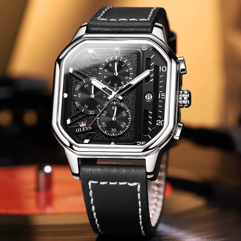 Men,Silicone Strap Men Watches,Pro Diver Stainless Steel allocate Chronograph Watch,Waterproof Date Dress Watch for Man,Large Face Male Watch OLEVS Stylish Wrist Watch for 