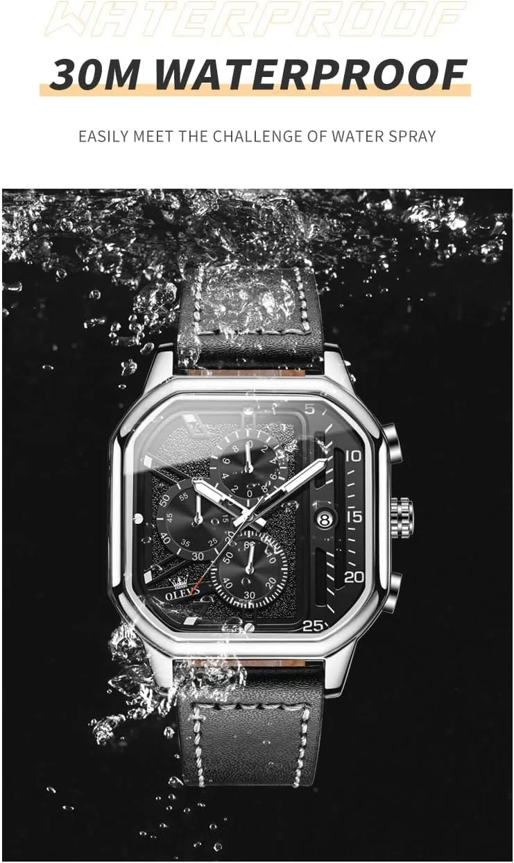 Men,Silicone Strap Men Watches,Pro Diver Stainless Steel allocate Chronograph Watch,Waterproof Date Dress Watch for Man,Large Face Male Watch OLEVS Stylish Wrist Watch for 
