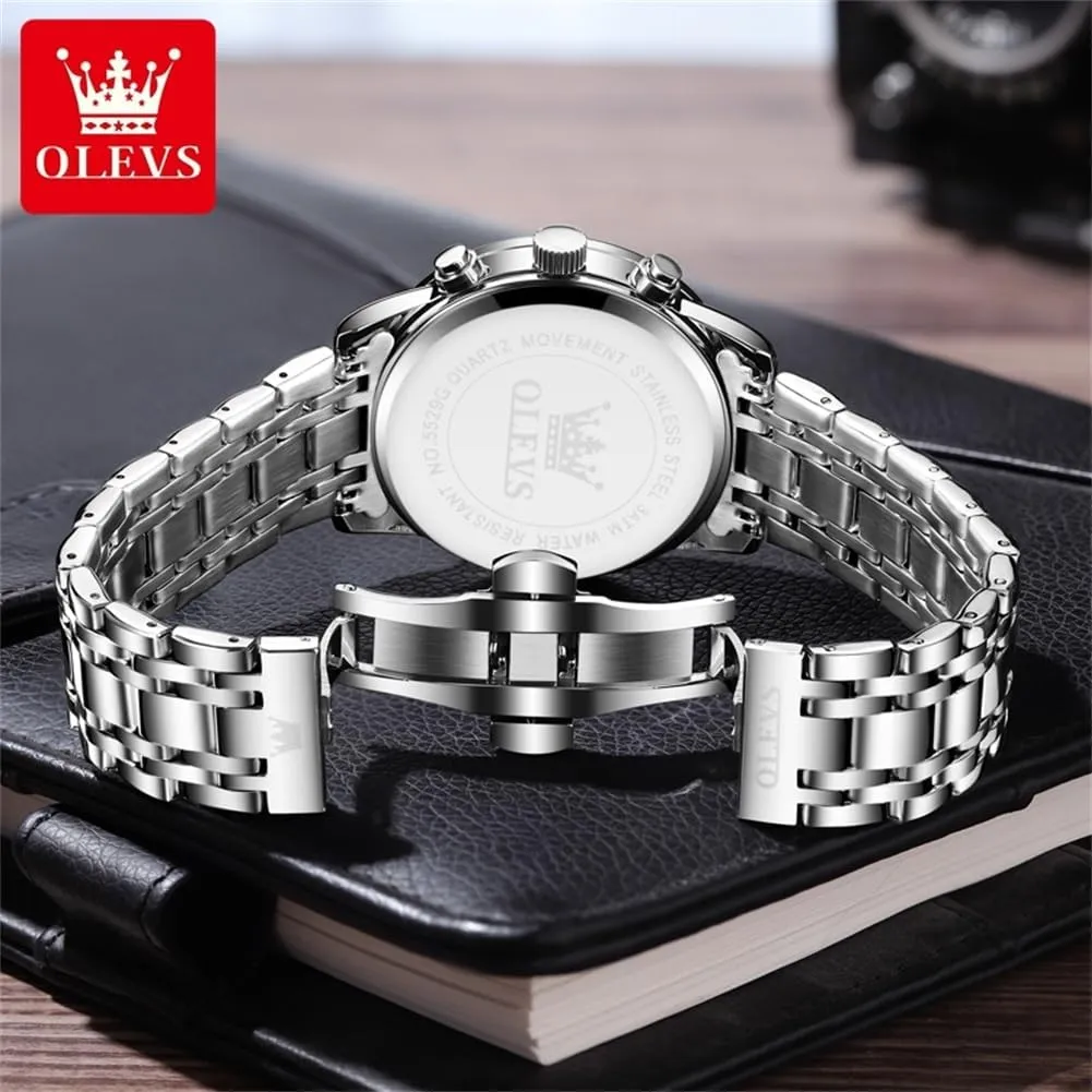 Men,Stainless Steel Watches for Men,Classic Men Wrist Watch OLEVS Men Multifunction Watch, Multi Dial Waterproof Luminous Chronograph Men's Watch with Date Gift continuum for 