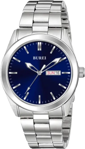 Men,Waterproof Luxury Dress Design, Gifts for Men BUREI Mens exploitation concert press Watches Fashion Stainless Steel Quartz Watches for 