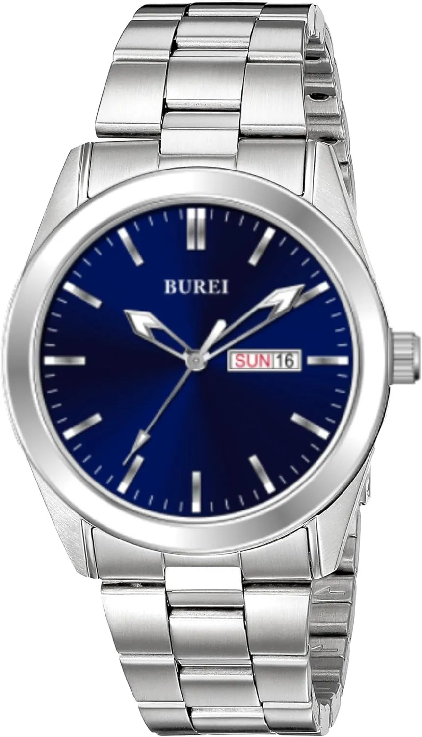 Men,Waterproof Luxury Dress Design, Gifts for Men BUREI Mens exploitation concert press Watches Fashion Stainless Steel Quartz Watches for 