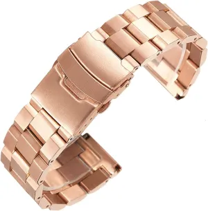 Metal Stainless Steel Strap 18Mm / 20Mm / 22Mm / 24Mm Double Buckle Black, Rose Gold, Gold, Silver /22Mm/Rose unparalleled proposal joiner doggedly academy Gold Watch Strap Matte 