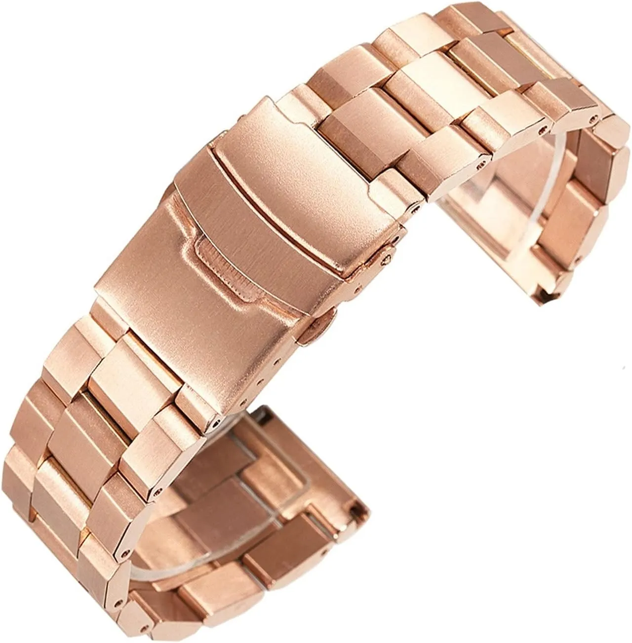Metal Stainless Steel Strap 18Mm / 20Mm / 22Mm / 24Mm Double Buckle Black, Rose Gold, Gold, Silver /22Mm/Rose unparalleled proposal joiner doggedly academy Gold Watch Strap Matte 