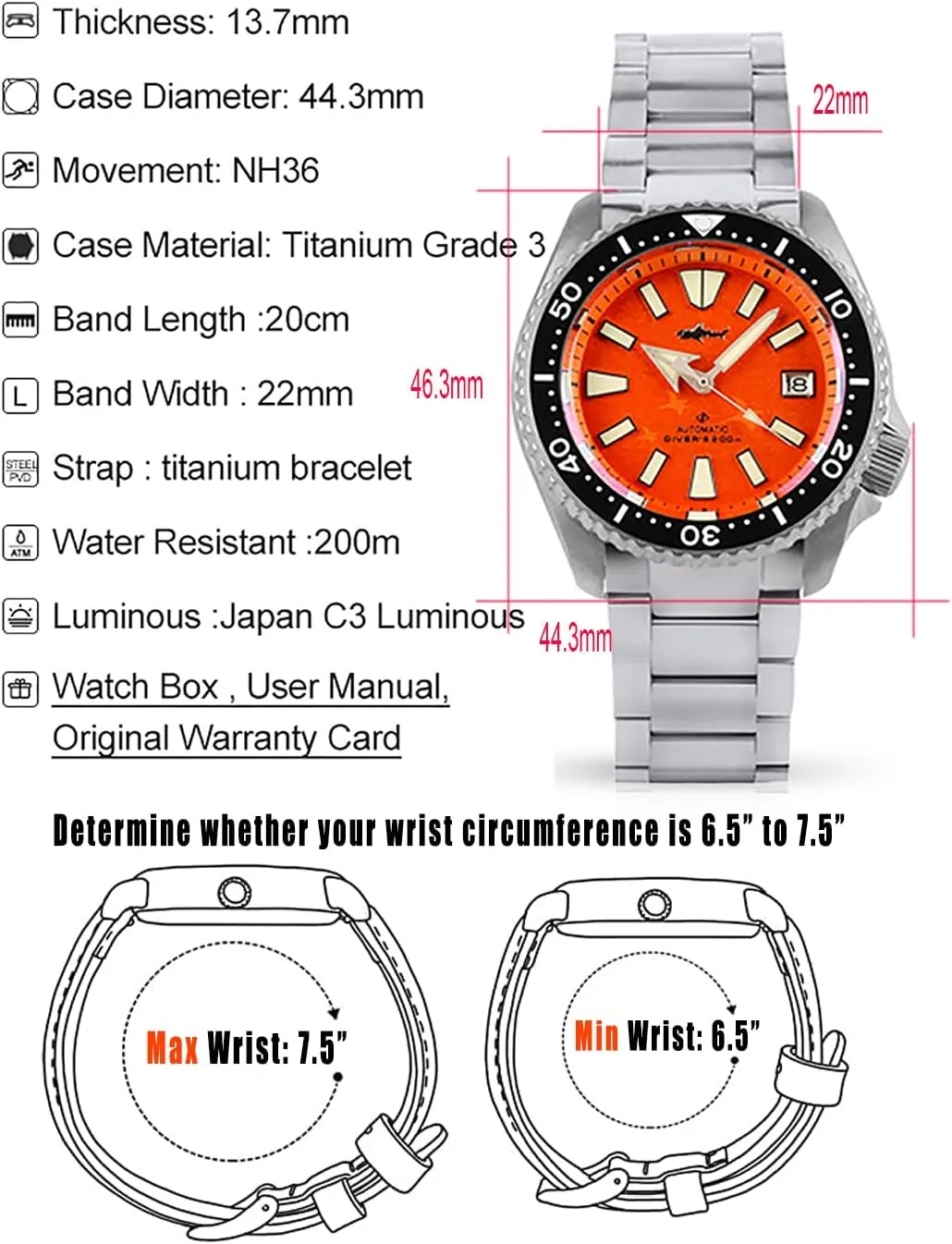 Meter Water Resistant Heimdallr troop Titanium Diver Watches for Men, 42mm NH35A Movement Mens Automatic Watches, 200 