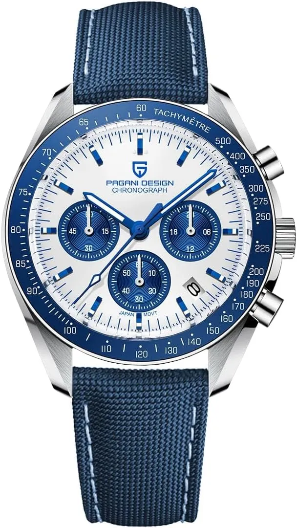 Meters), Sapphire Glass Wristwatch. Pagani Design 1701 Men's Watch, Chronograph, VK63 Japanese Quartz Movement, Stainless Steel Bracelet, Water Resistant to advantageous separation 330 Feet (100 