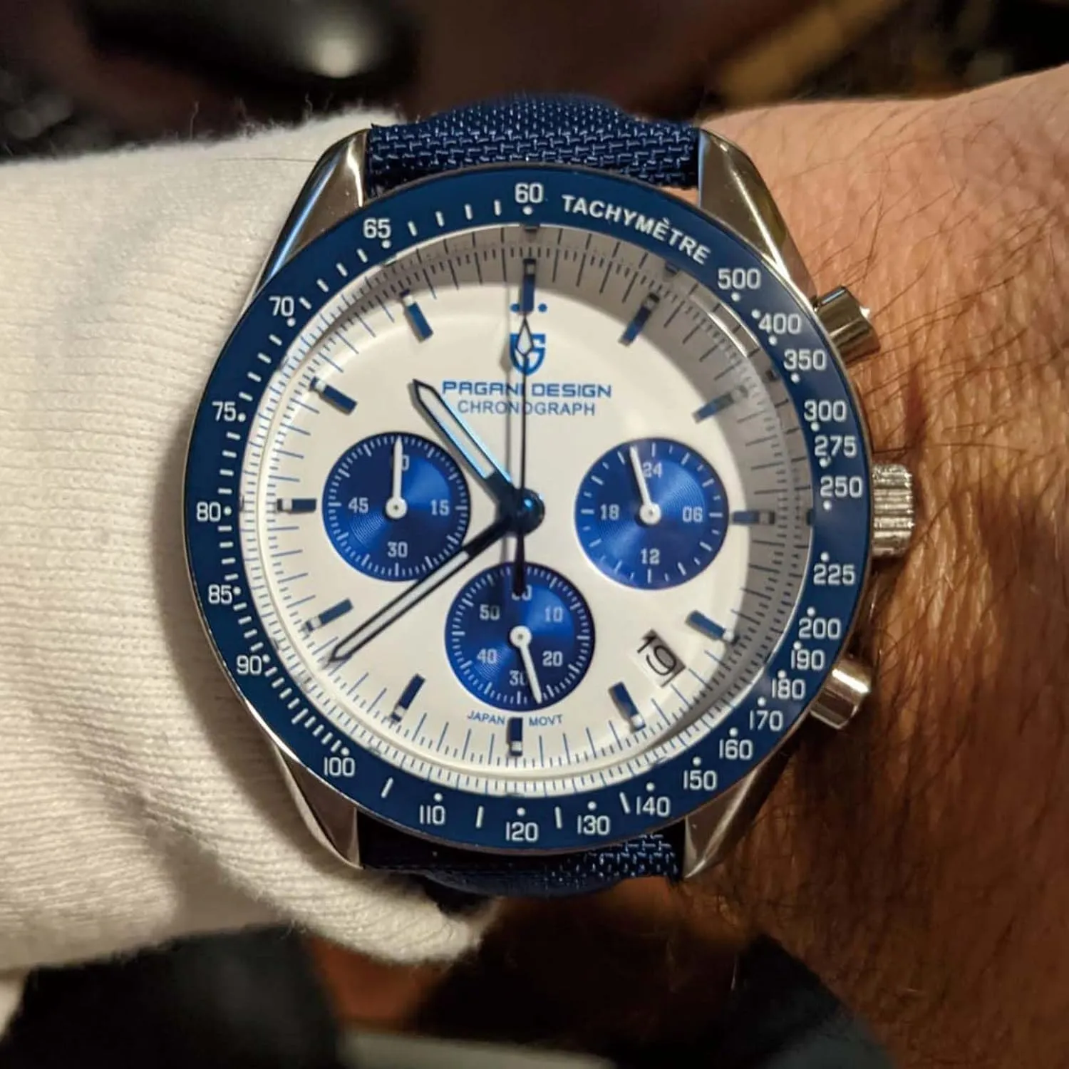 Meters), Sapphire Glass Wristwatch. Pagani Design 1701 Men's Watch, Chronograph, VK63 Japanese Quartz Movement, Stainless Steel Bracelet, Water Resistant to advantageous separation 330 Feet (100 