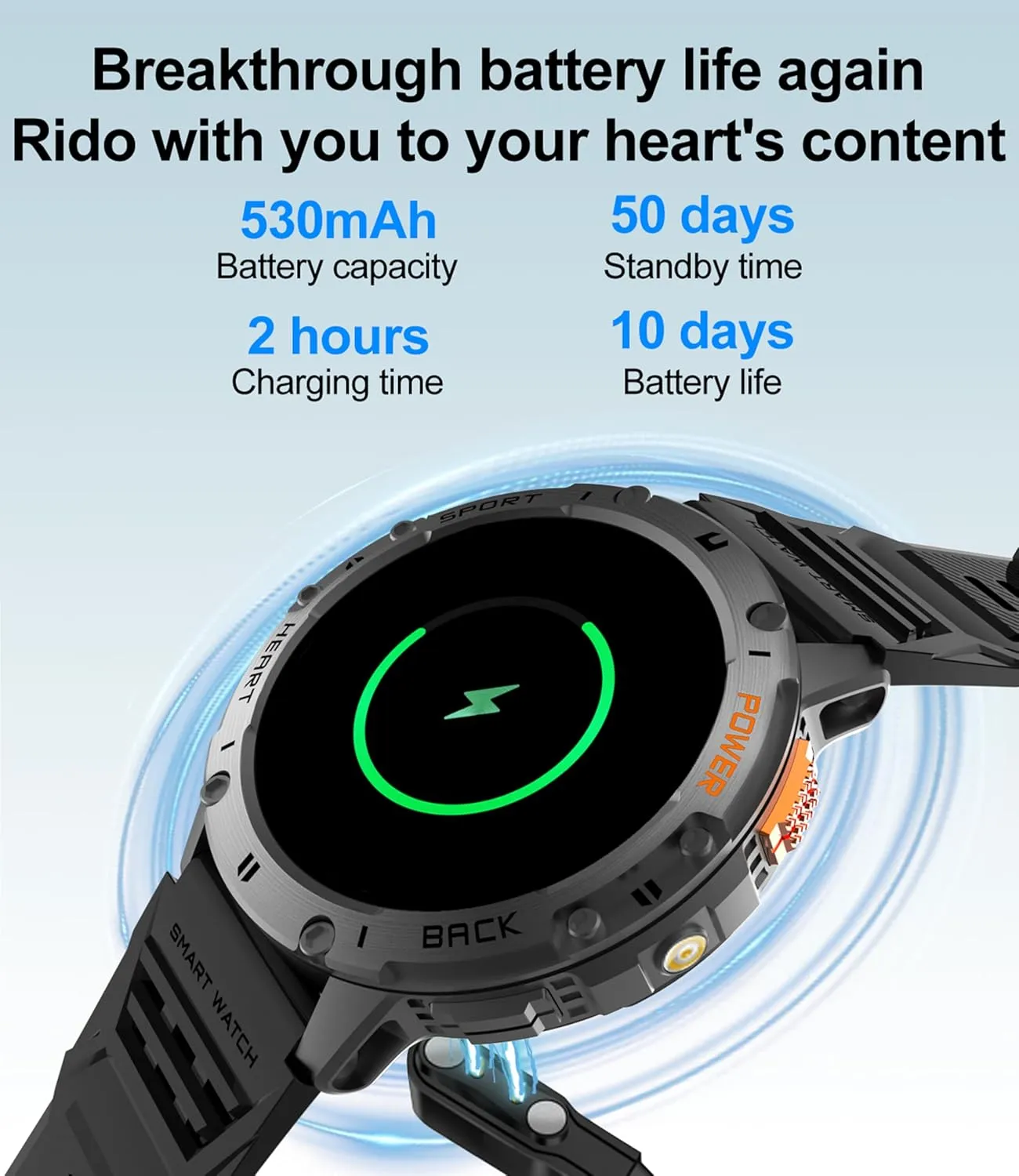 Military Rugged Tactical Smartwatch,5ATM Waterproof/Heart Rate Monitor/Fitness Tracker for iOS Android,5-Bead Smart Watches for wee orient Men with Flashlight(Answer/Make Calls),1,43" AMOLED 