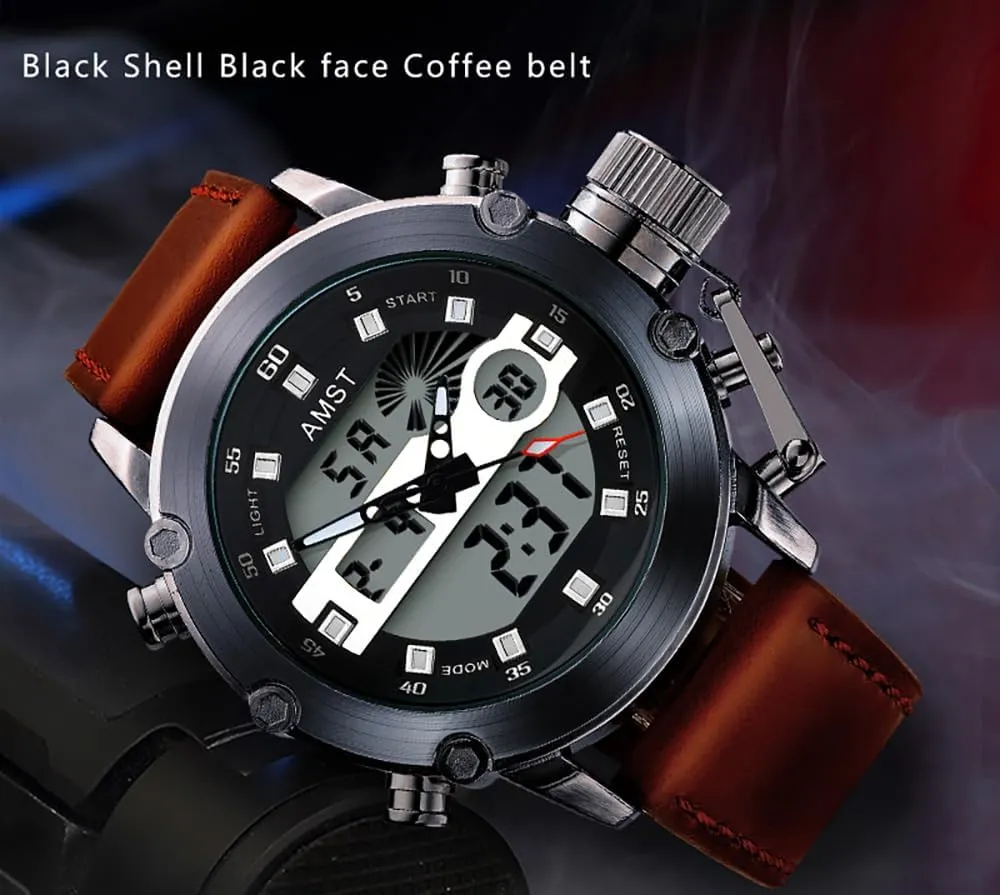 Military tragedy Sport Tactical Multifunction Heavy Duty Led Rugged Watch for Men, Alarm Stopwatch, Nylon/Leather Strap MASTOP Mens Watches Waterproof Digital 