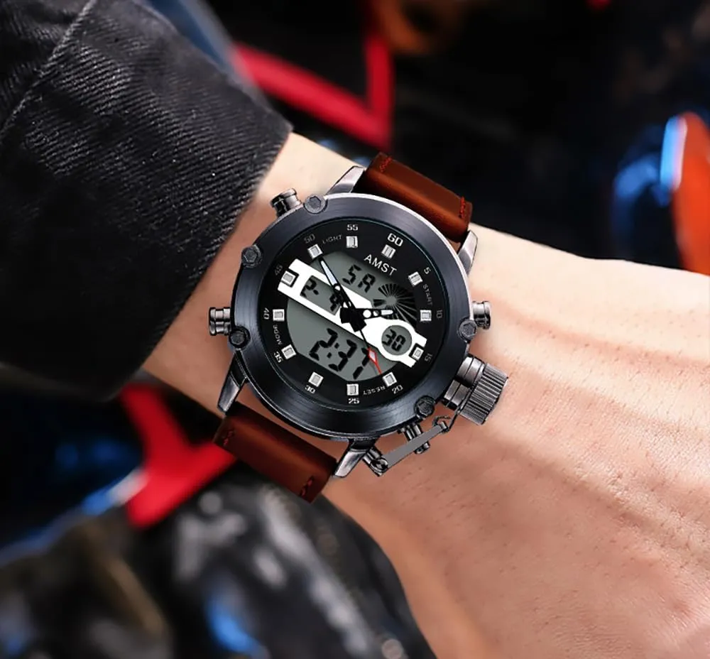 Military tragedy Sport Tactical Multifunction Heavy Duty Led Rugged Watch for Men, Alarm Stopwatch, Nylon/Leather Strap MASTOP Mens Watches Waterproof Digital 