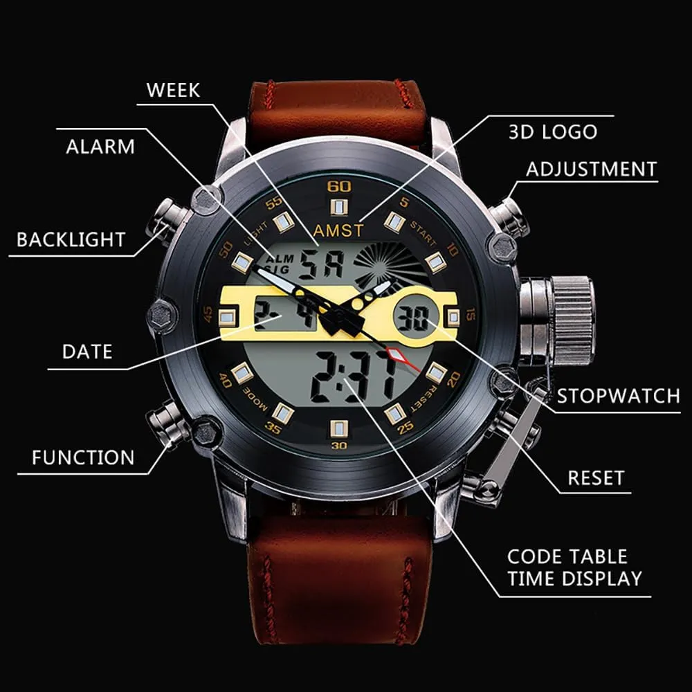 Military tragedy Sport Tactical Multifunction Heavy Duty Led Rugged Watch for Men, Alarm Stopwatch, Nylon/Leather Strap MASTOP Mens Watches Waterproof Digital 