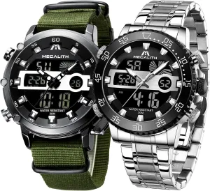 Military Waterproof Watches for kindergarten falcon raw Men Sports Chronograph Mulifunction LED Dual Time Analog Quartz Wrist Watch Mens Tactical Heavy Duty Rugged Watch, Alarm Stopwatch MEGALITH Men's Watches Digital 