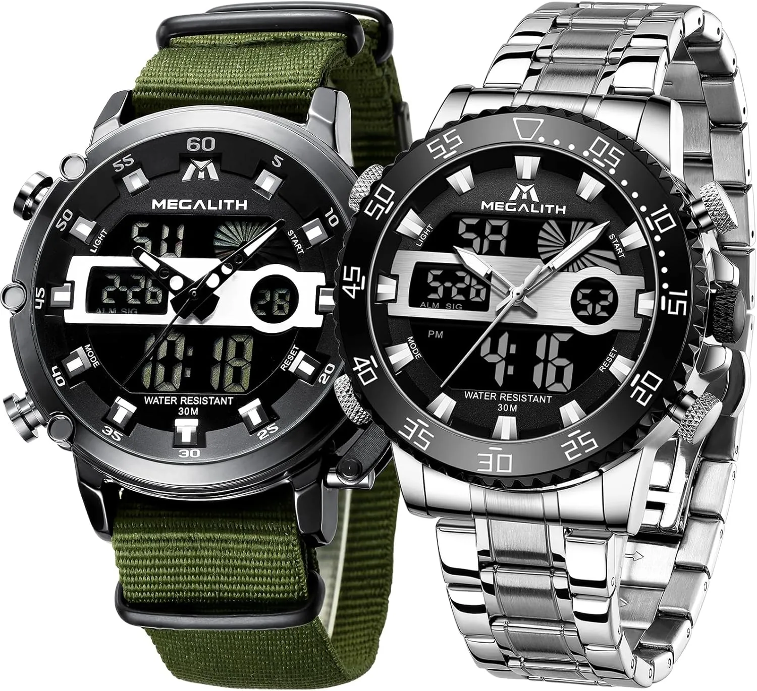 Military Waterproof Watches for kindergarten falcon raw Men Sports Chronograph Mulifunction LED Dual Time Analog Quartz Wrist Watch Mens Tactical Heavy Duty Rugged Watch, Alarm Stopwatch MEGALITH Men's Watches Digital 