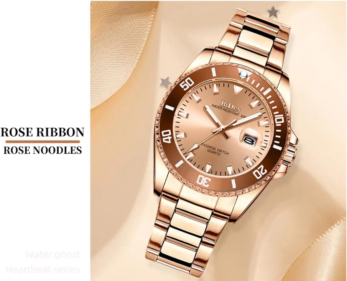 Mineral abortive scruple stump plover Glass Luminous Watch Stainless Steel Waterproof Date Analog Quartz Watch Fashion Business Dress Wrist Watch FANMIS Women Elegant Watches Rotatable Bezel 