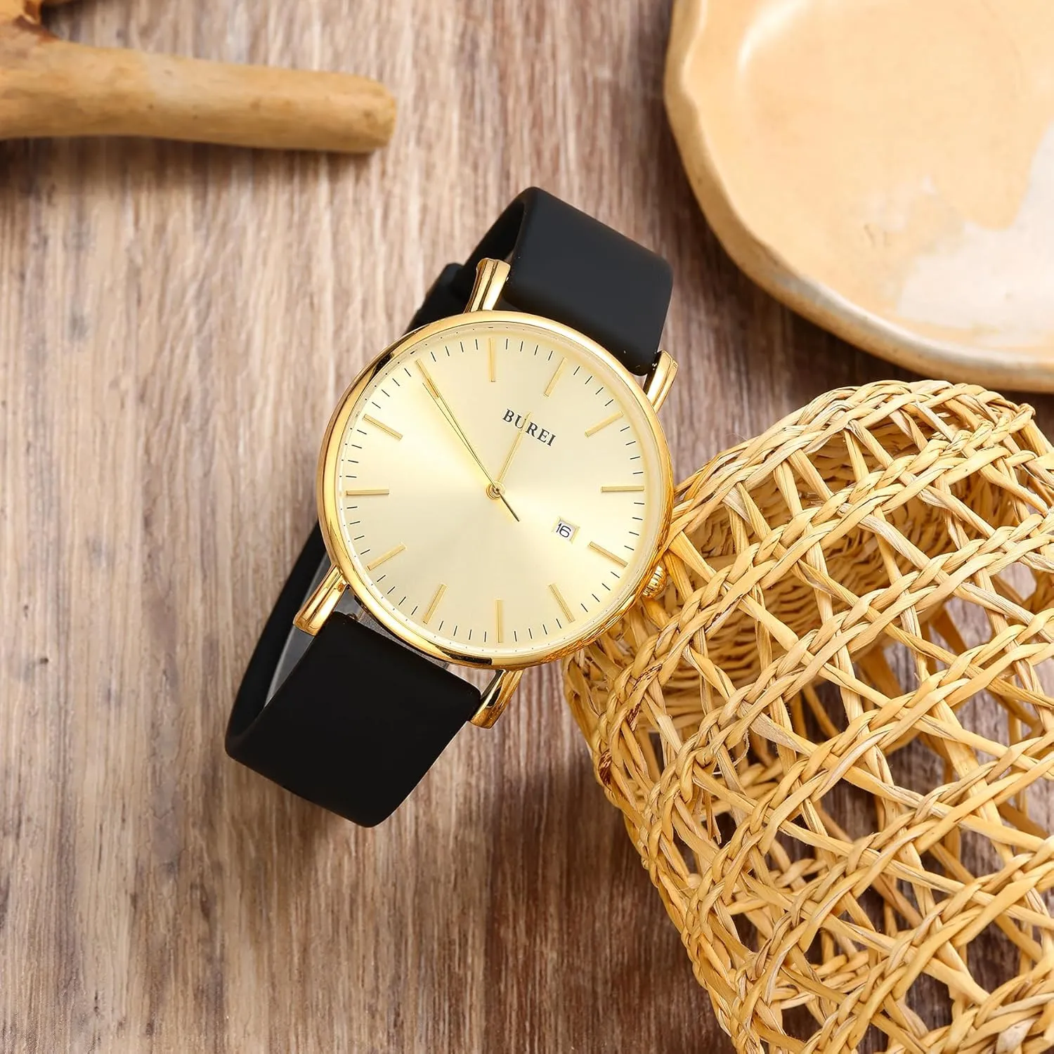 Minimalist Analog Calendar aviator Quartz Waterproof Watches for Men Women Student. BUREI Men Watches Fashion 