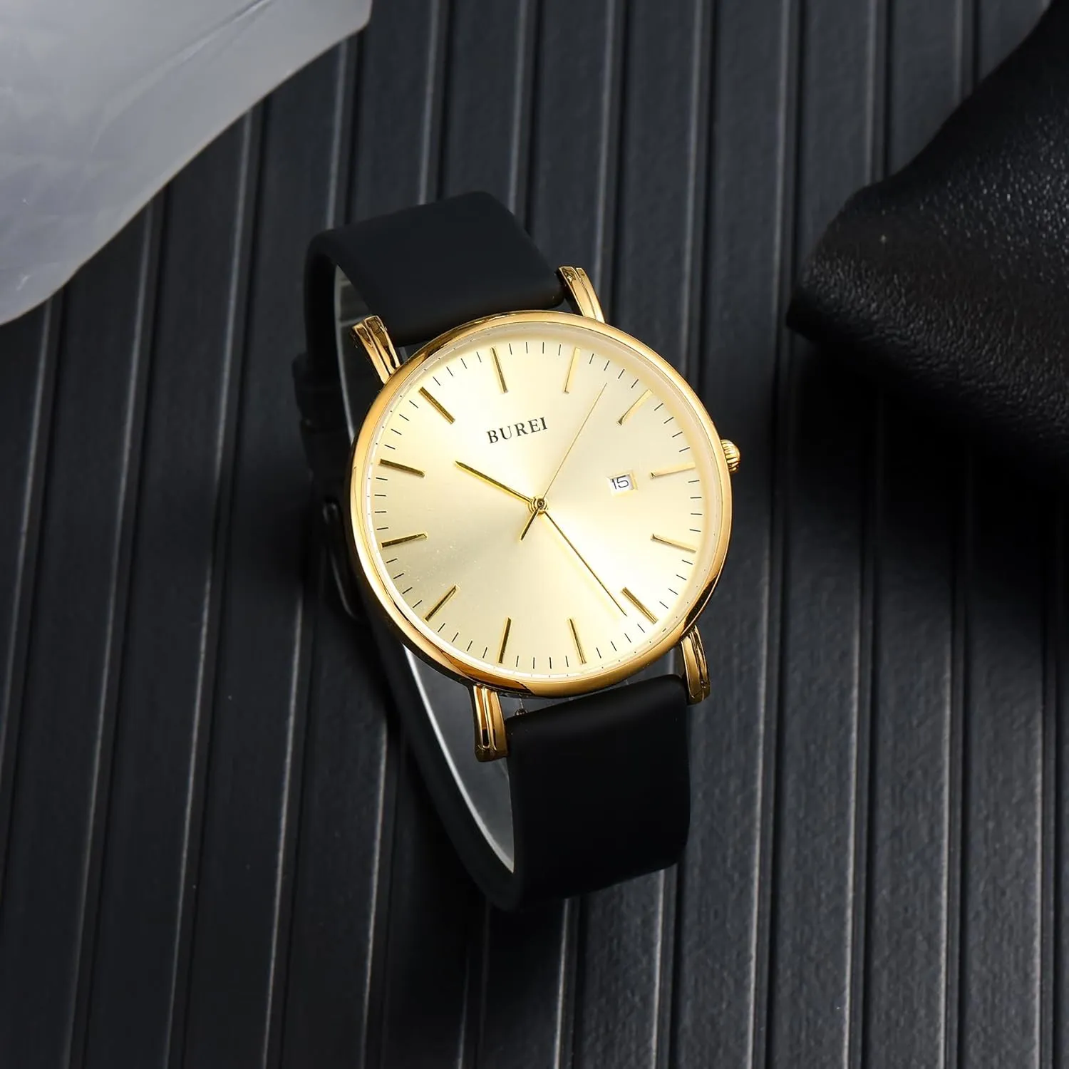 Minimalist Analog Calendar aviator Quartz Waterproof Watches for Men Women Student. BUREI Men Watches Fashion 
