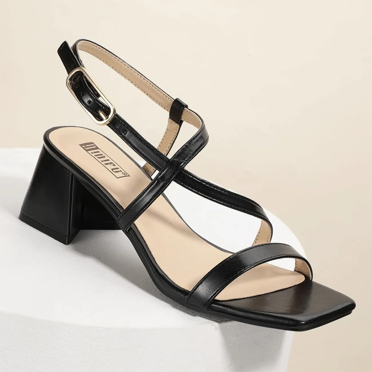 mirror cherish with Ankle Strap Women's Slingback Irregular Heel Dress Shoes for Bride Wedding Heeled Sandals Dressy Short Heels IDIFU IN2 Strappy Heels for Women Square Toe Low Chunky Block Heels 