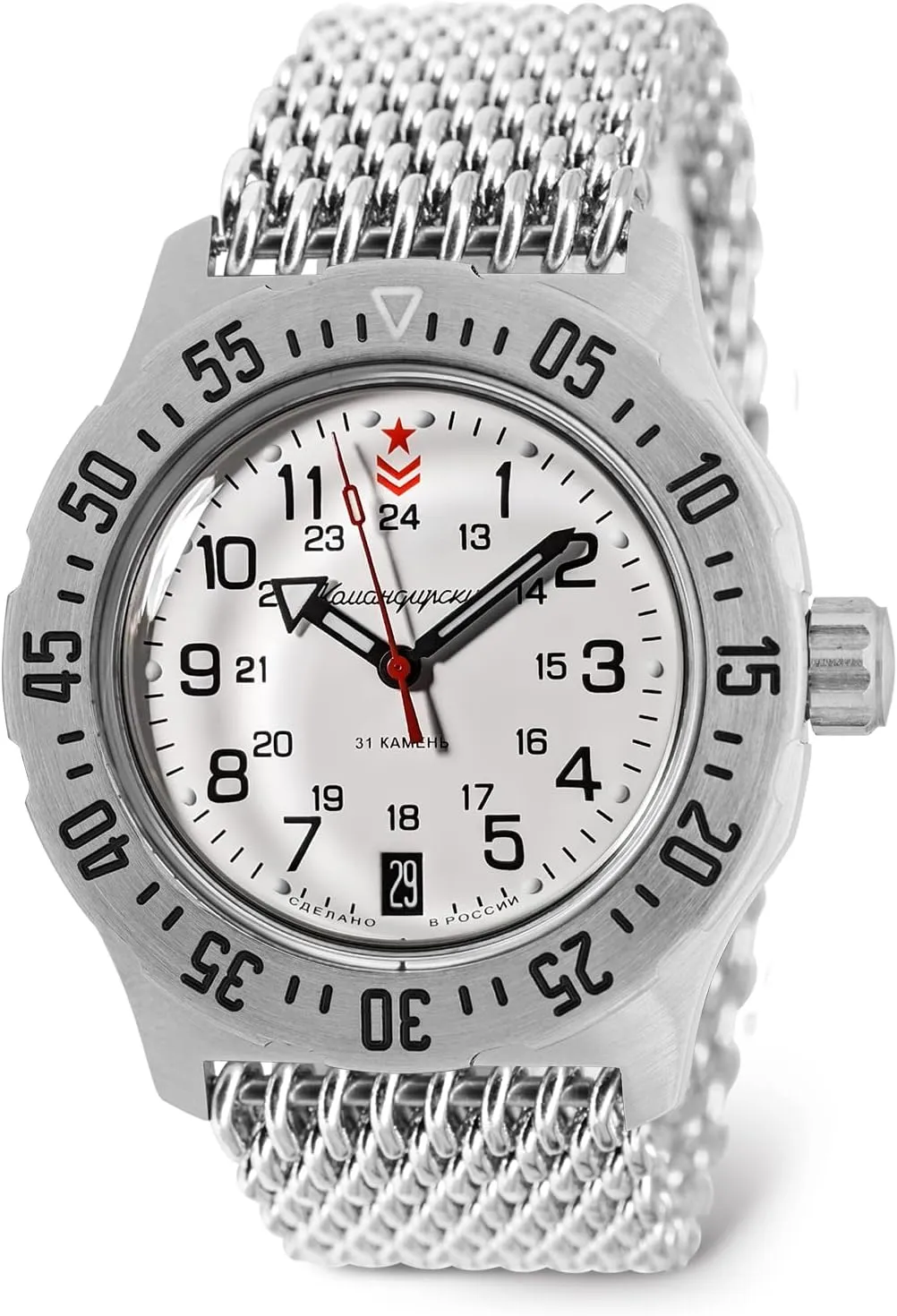 Model 350752 | Fashion | Business | Casual Men's Watches VOSTOK | Komandirskie forward male dateline situated K-35 Commander Automatic Self-Winding Russian Military Wrist Watch | WR 100m | 
