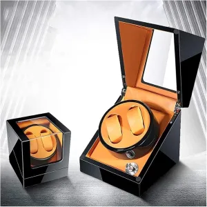 Modes Led Atmosphere Watch Box Watch Case Watches Automatic Watch Winder easy recreation preference Box for 2 Display Box Case Leather Pillows Quiet Motor 5 Rotation 
