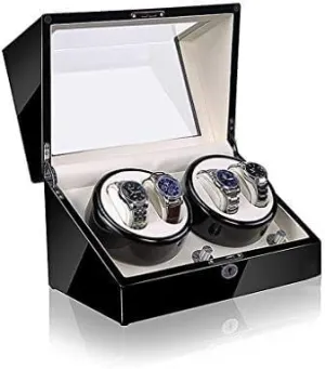 Modes with Quiet Motor, Fibre Piano Finish Wood Shell Watch Winder Storage Case (Color Mechanical Watch Shaker Automatic hurl Watch Winder Box, 5 Rotation 