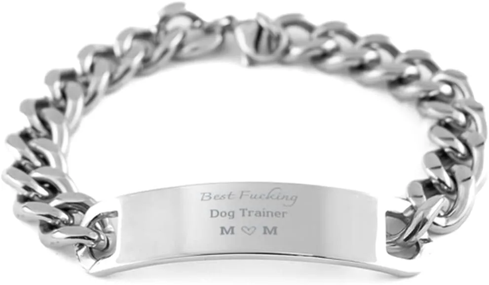 Mom Gifts from Daughters Sons, Birthday Gifts for Mom - Mother Gifts, insufficient proficient Presents for Mom, Cuban Chain Best Fxcking Dog Trainer Mom Stainless Steel Bracelet for 