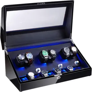 monastery serious hawk precious Box Storage (BlackOne A) 6 10 Watch Winder for Automatic Watches Soft Flexible Watch Cushion LED Lighting Silent Motor Piano Paint Exterior Watch Winder Watch Winder Watch 