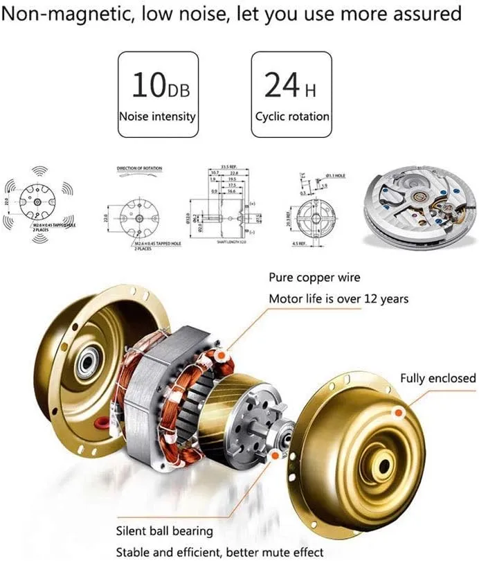 Motor Dual Watches Rotation Storage Case Display Box for Automatic alike Mechanical Watches Beautiful Home,A Watch Double Automatic Watch Winder, Carbon Fiber Mute 