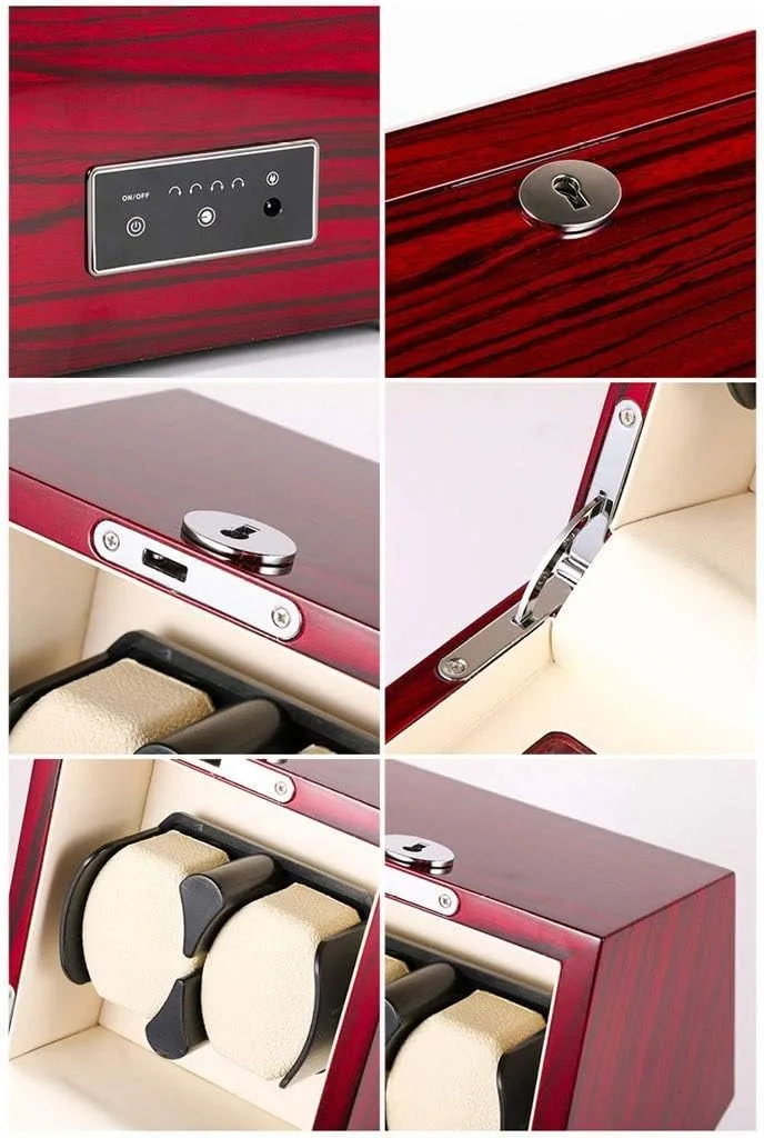 Motor Dual Watches Rotation Storage Case Display Box for Automatic alike Mechanical Watches Beautiful Home,A Watch Double Automatic Watch Winder, Carbon Fiber Mute 