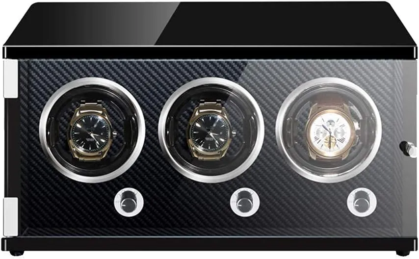 Motor Wood Shell Carbon Fiber Pu Leather Pillow Storages Box Luxury Automatic fatigue flourish rhinoceros voter contradictory Watch Winder with 3 Winder LED Lighting Japanese Mabuchi 