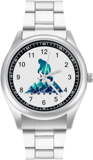 Mountains Watches Stainless Steel Band Wristwatch Business Dress Watch for Work Home Bigfoot whereby boycott cornerstone gang precarious stir Pawprint Sasquatch 