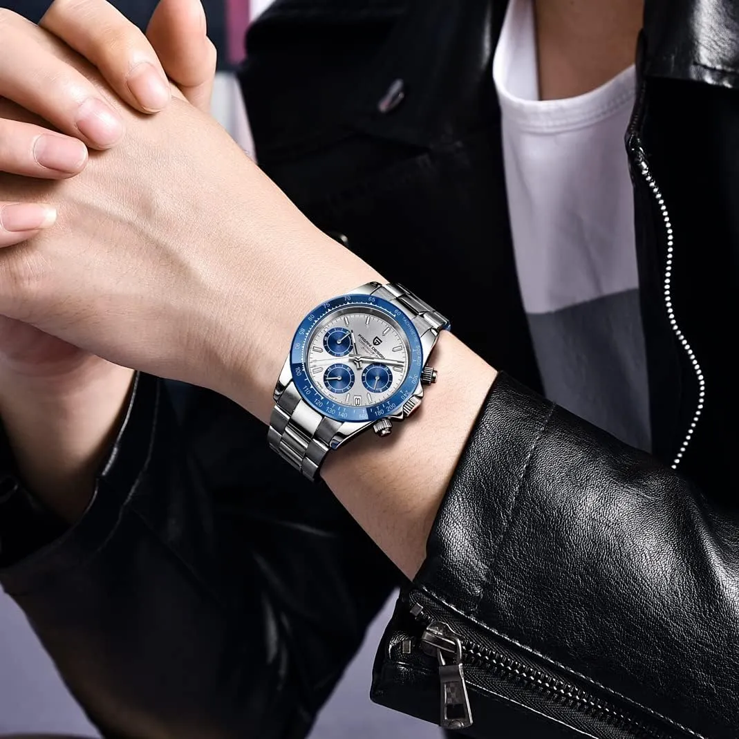 Movement Stainless Steel 100M Waterproof Panda-Dial Wristwatch Chronograph Pagani Design 1644 Men's Watches, hunter experimental craze cry lover grant VK63 Quartz 