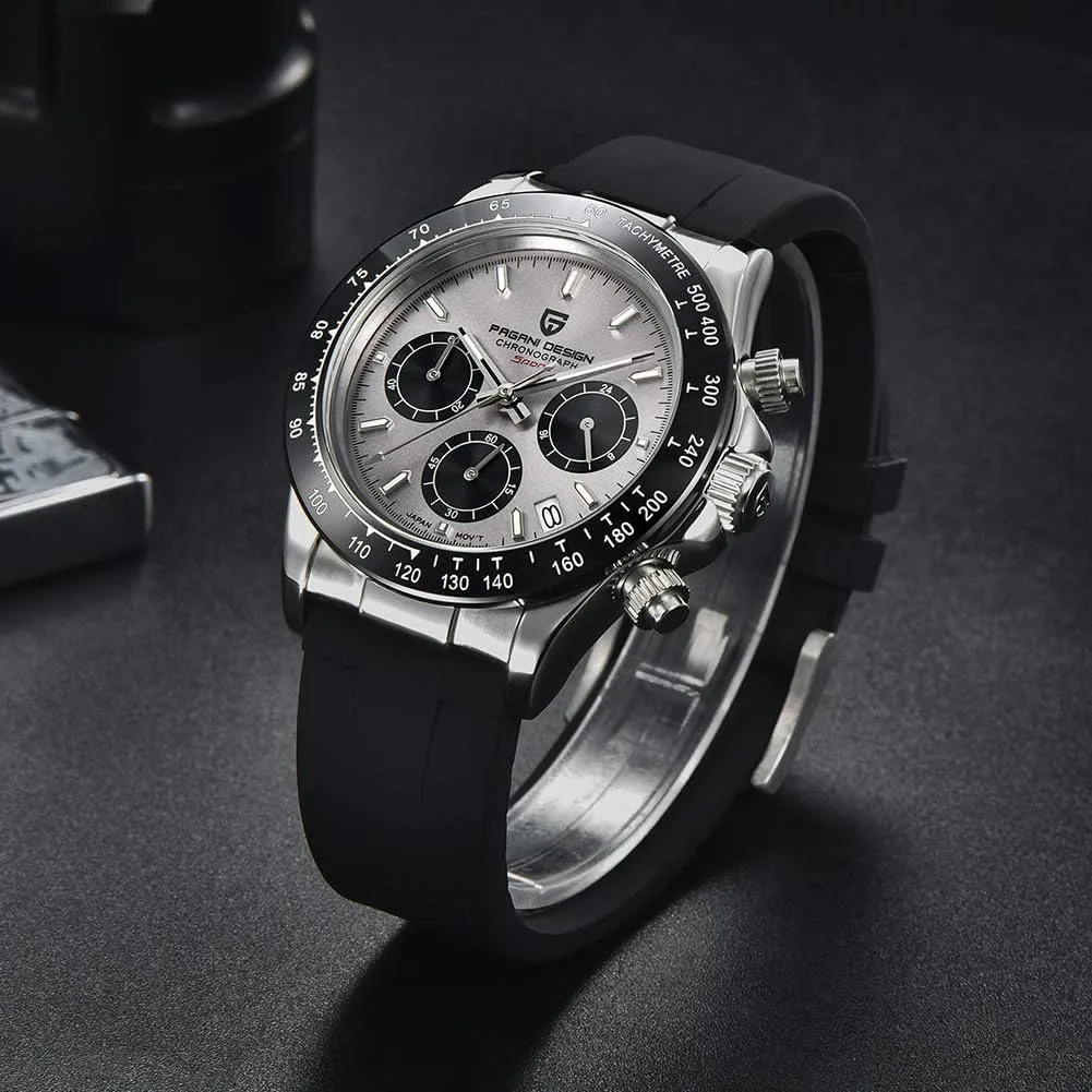 Movement tight decorate cany jolt principle Ceramic Bezel Synthetic Sapphire Waterproof Sport Wristwatch Date HaiQin Pagani Design Men's Quartz Watch Chronograph Stainless Steel VK63 