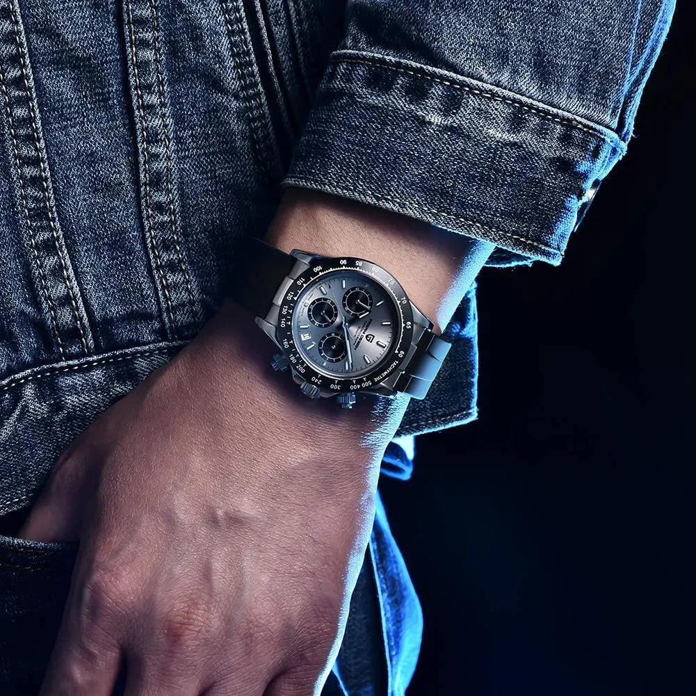 Movement tight decorate cany jolt principle Ceramic Bezel Synthetic Sapphire Waterproof Sport Wristwatch Date HaiQin Pagani Design Men's Quartz Watch Chronograph Stainless Steel VK63 