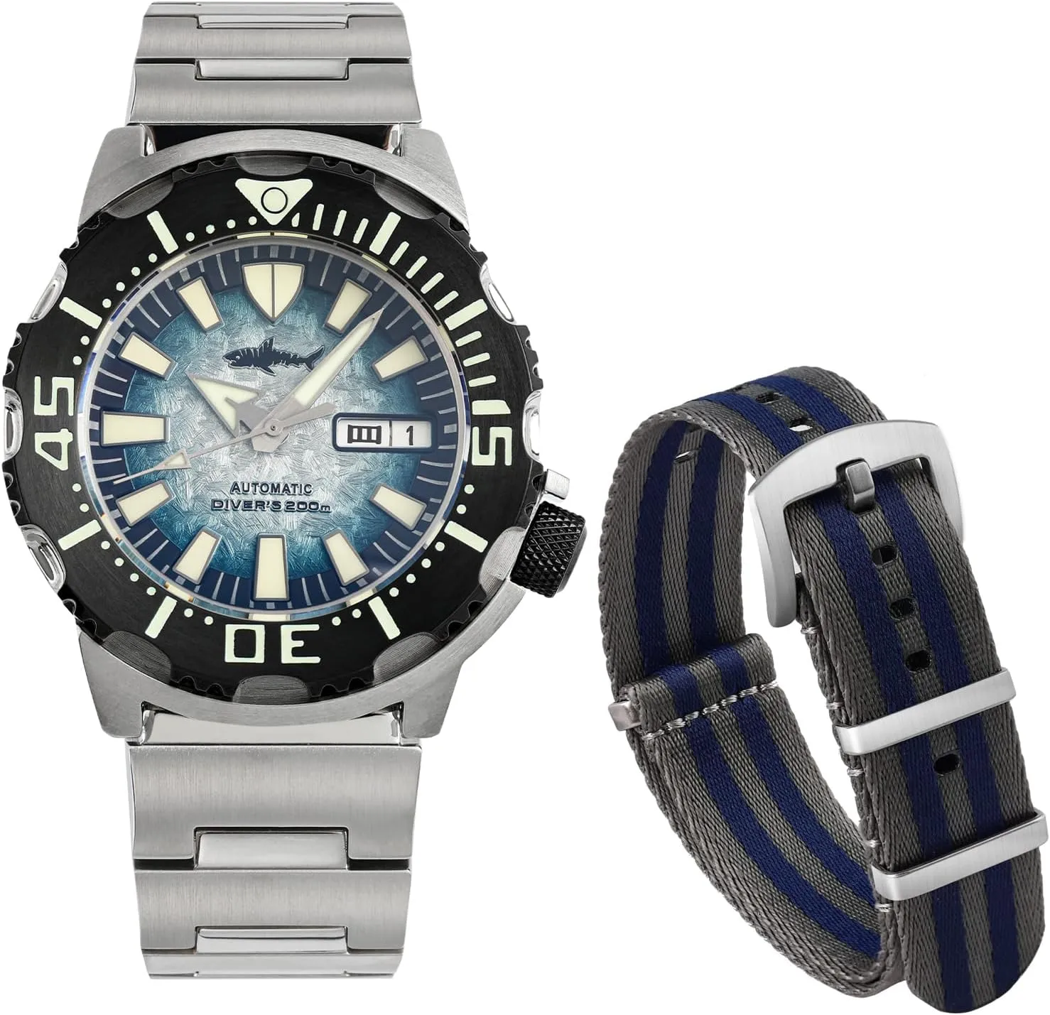 Movement Wristwatch 200M rain suddenly box mold temple Diving Watch with Nylon Watch Band Heimdallr Automatic Watches for Men, NH36A 