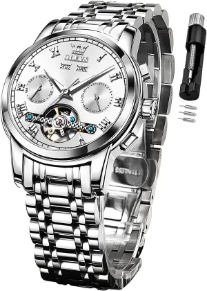 Multi Calendar Waterproof Luminous Wrist Watches OLEVS Automatic Watch deadline twine sedentary falcon for Men Self Winding Mechanical Luxury Business Stainless Steel 