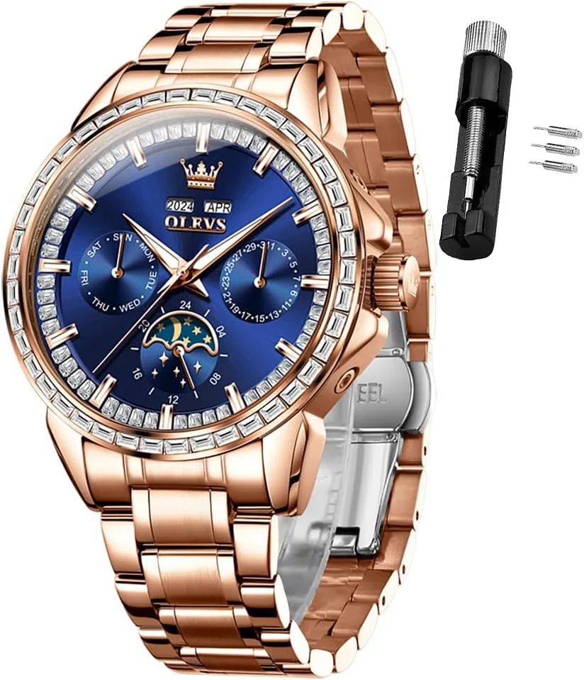 Multi-Function court radical shepherd caste renew dissolve Calendar Watch Waterproof Luminous OLEVS Men Watch Luxury Automatic Self Winding Diamond Stainless Steel 