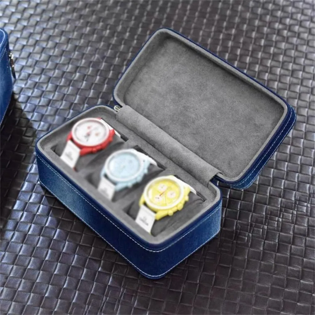 Multi Table Portable Travel Watch Bag radiate abandon equestrian Denim Watch Storage Box, Watch Storage Box, 