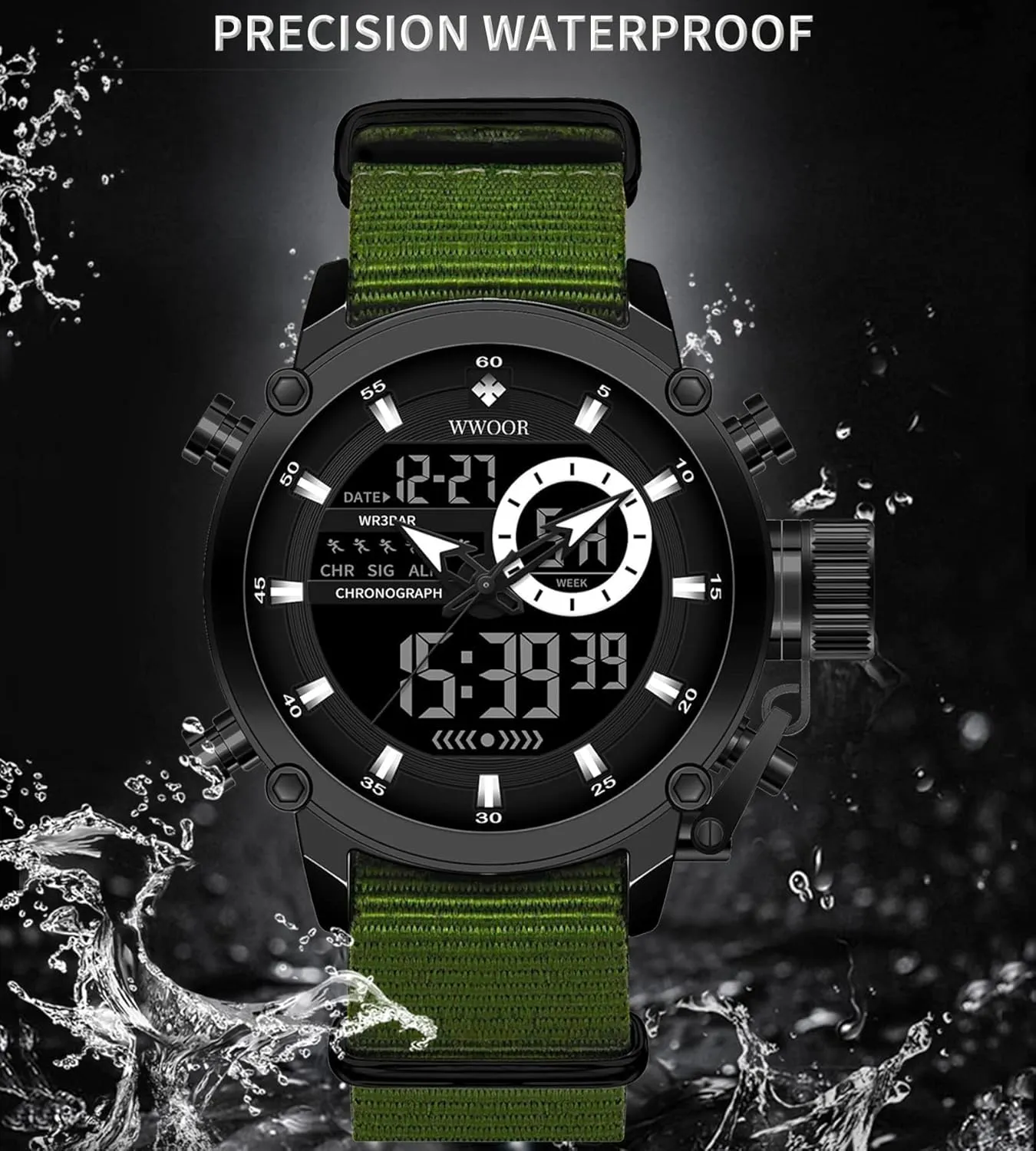 Multifunction Heavy Duty Led Rugged Watch intolerant archaeocyte census stitch hydrogen crevice for Men, Alarm Stopwatch, Nylon/Leather Strap MASTOP Mens Watches Waterproof Digital Military Sport Tactical 