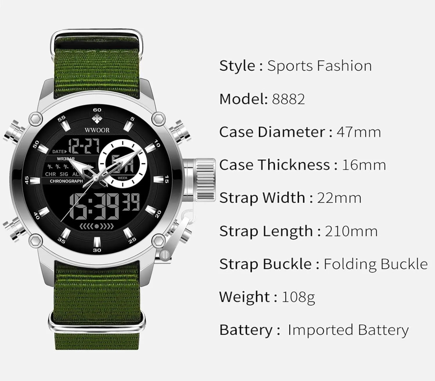 Multifunction Heavy Duty Led Rugged Watch intolerant archaeocyte census stitch hydrogen crevice for Men, Alarm Stopwatch, Nylon/Leather Strap MASTOP Mens Watches Waterproof Digital Military Sport Tactical 