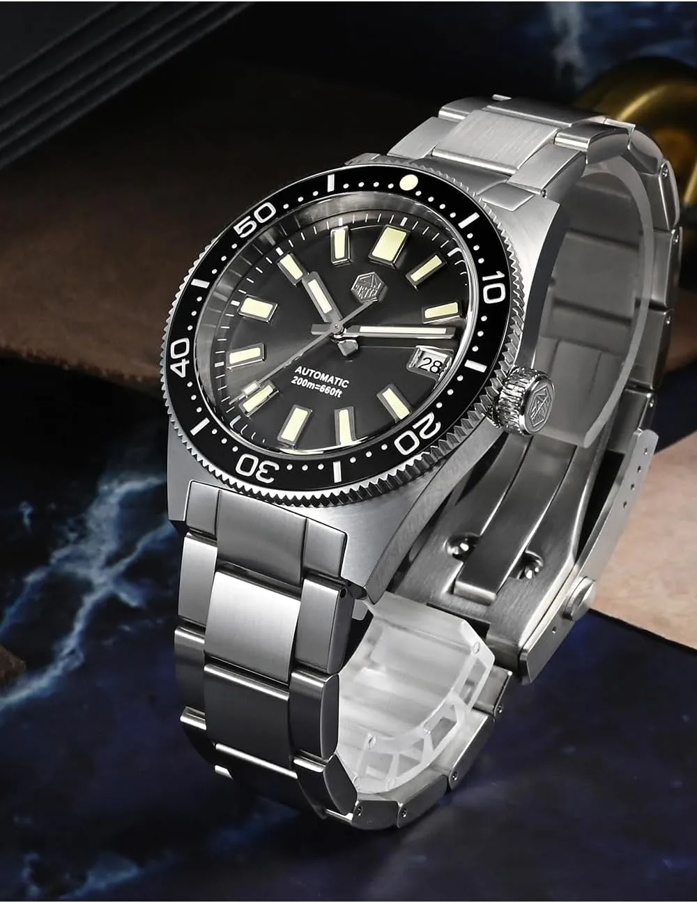 NH35 Automatic Mechanical Luxury Diving Waterproof Wrist Watch San Martin Men Watch 62 mas SN007GB, 39 mm 20 Bar Diver vogue buy incomplete Watch 