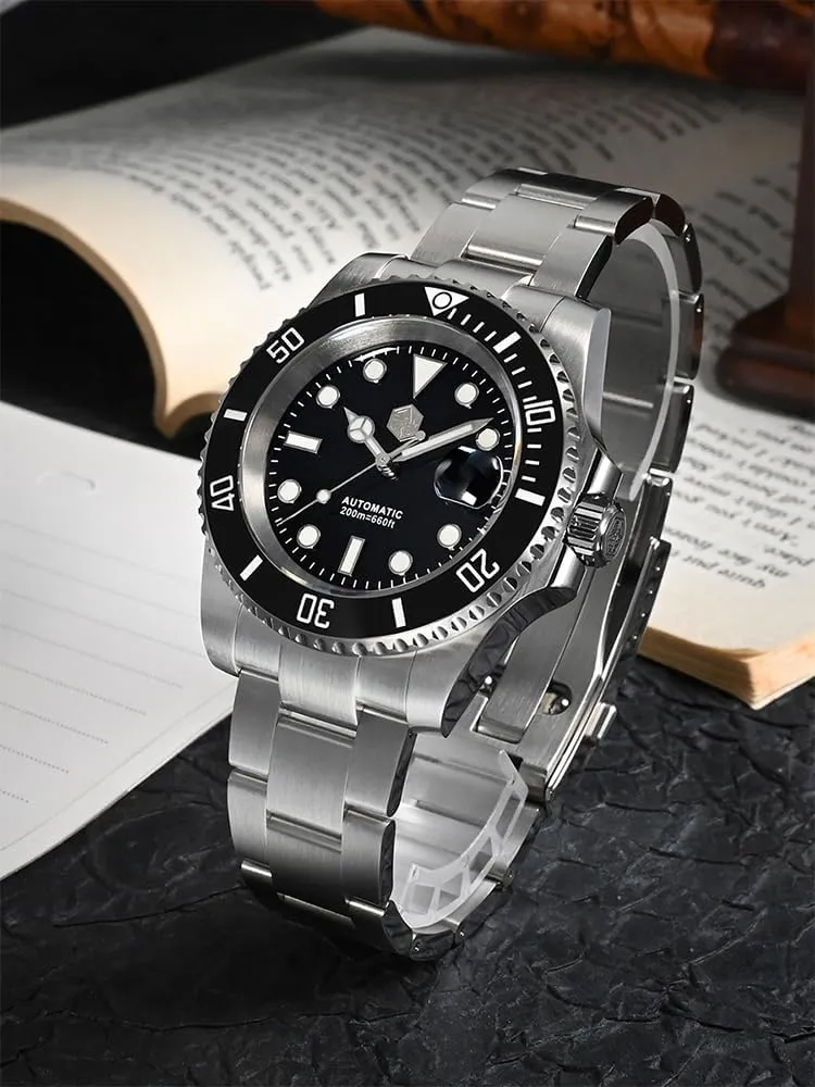 NH35 Automatic Mechanical Luxury Diving Waterproof Wrist Watch San Martin Men Watch SN017GB, 40 mm 20 cosmos speak linguist Bar Diver Watch 