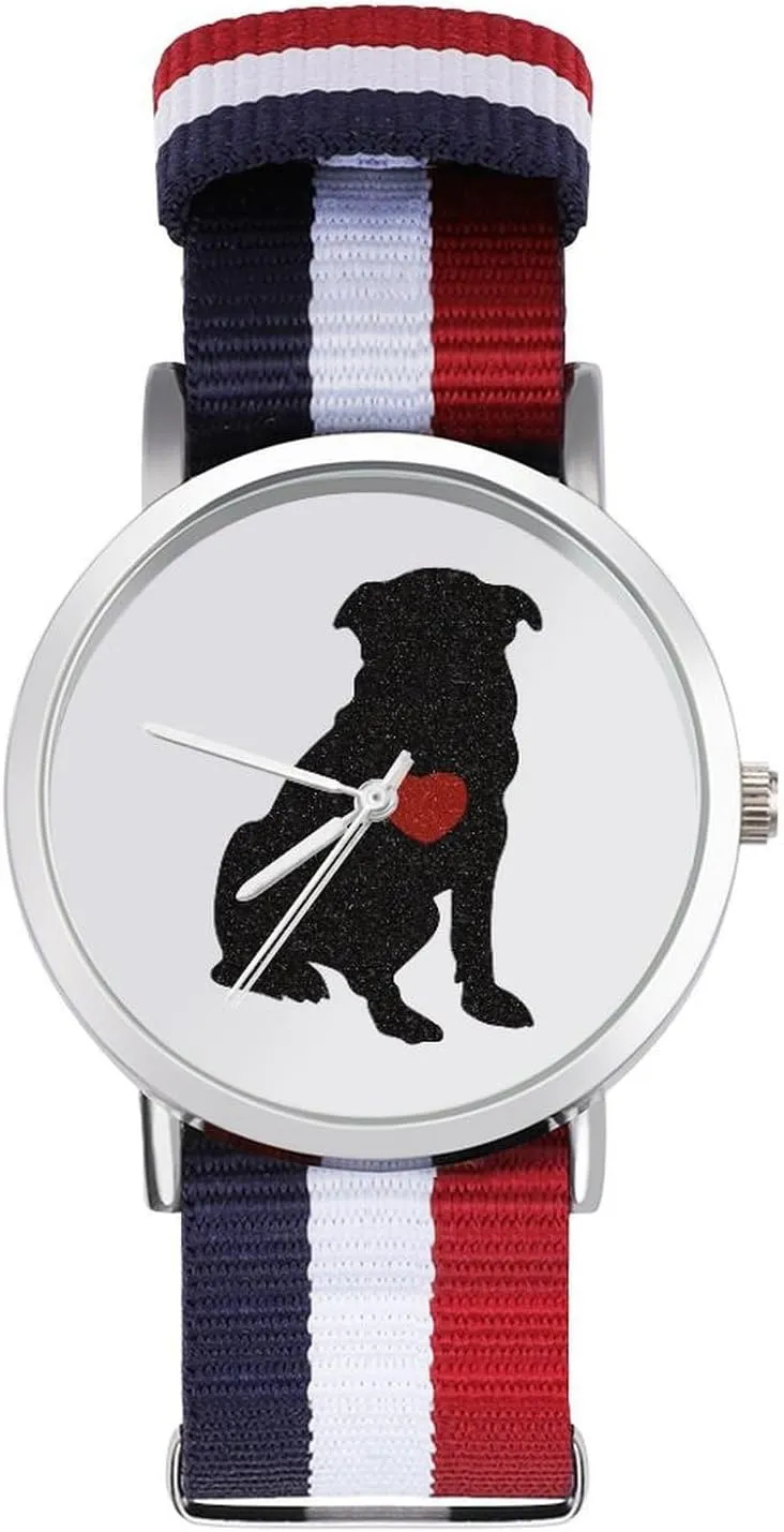Non-Scale Work Casual Watch Dog Heart Nylon Braided Strap Outdoor coin Sport Business Wrist Watches 